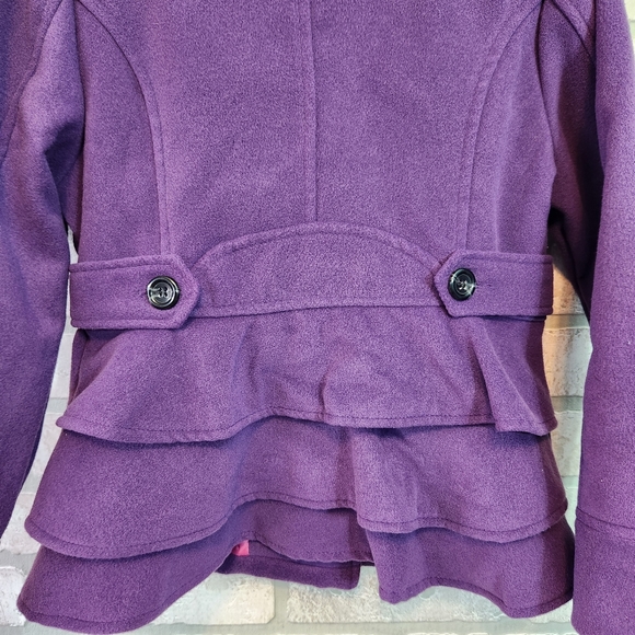 Girls Purple Coat Dressy Ruffled Button Down Collared Coat Size M 5/6 NWT - Picture 9 of 12